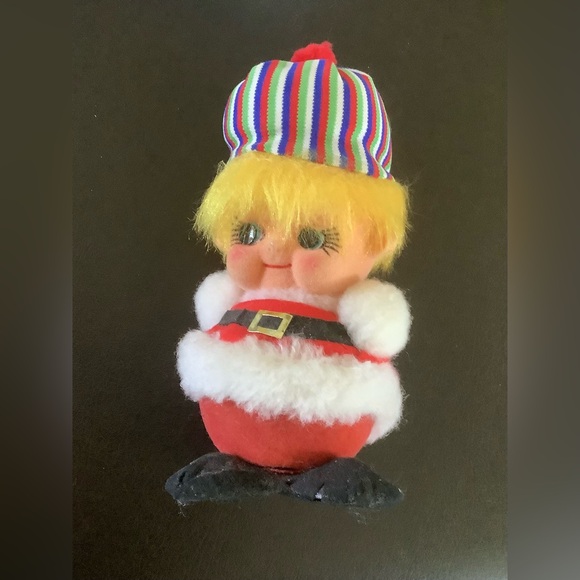 Vintage 1960’s Christmas Pixie or Elf in Santa Suit With Stripped Hat - Picture 2 of 9